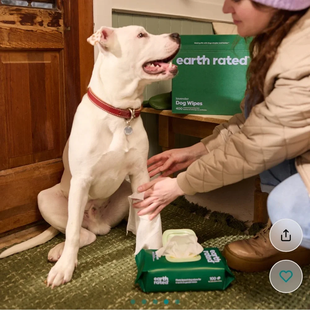 New Earth Rated Extra Thick Lavender Scented Dog Grooming Wipes